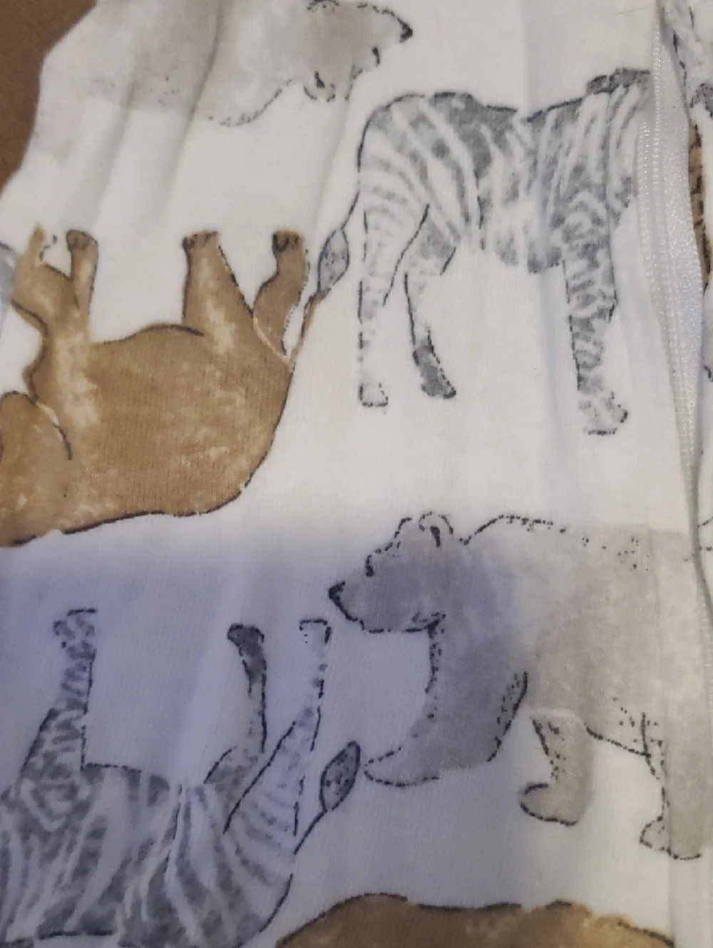 Carter's White Footed One-Piece with Tan & Gray Safari Print